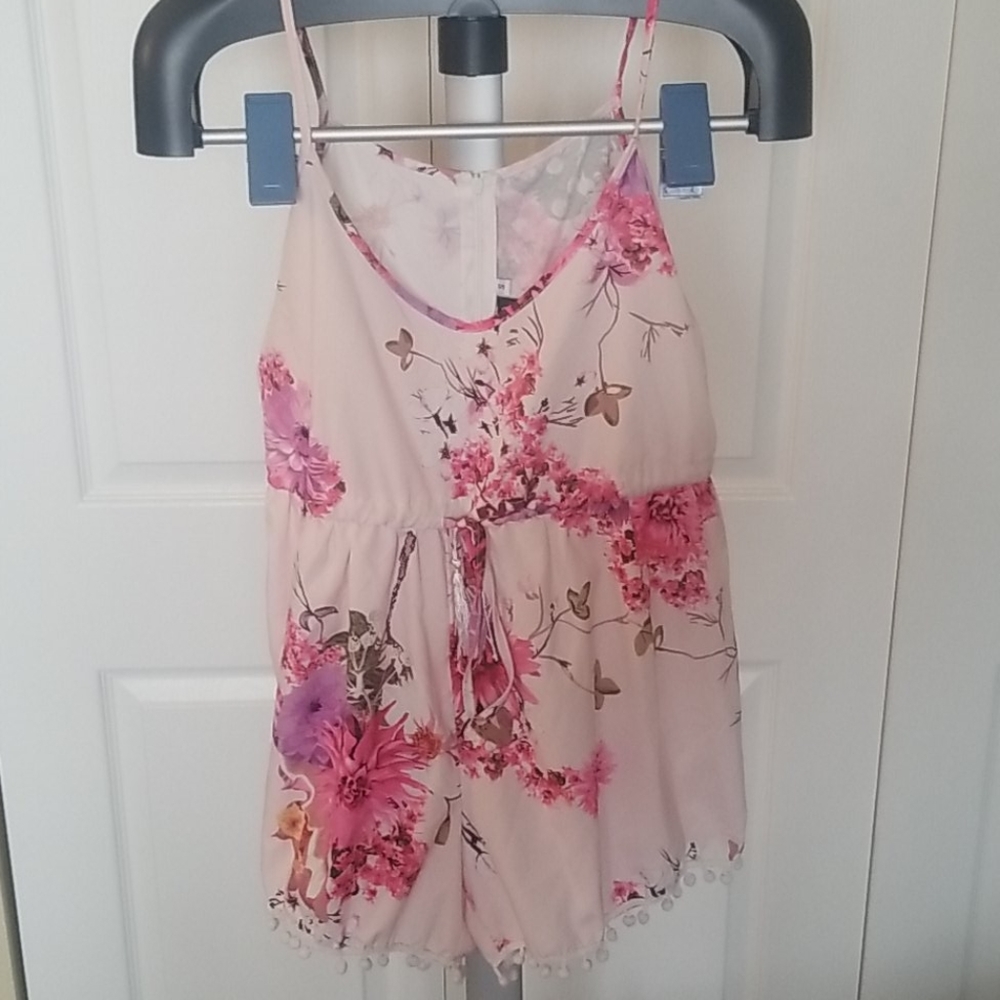 Pink Floral Pom Pom Romper - Picture 2 of 5